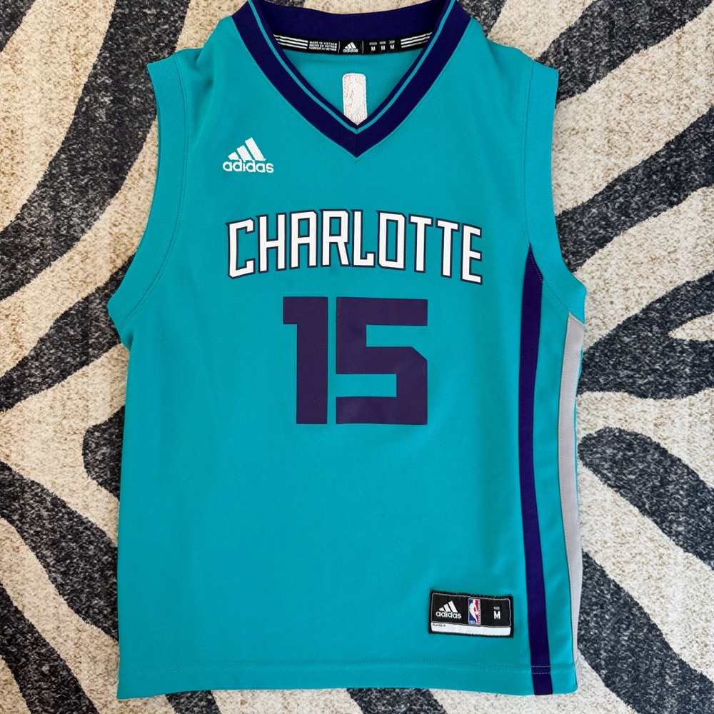 Charlotte Hornets Youth Jersey Kemba Walker #15 Adidas Swingman Striped Kids M